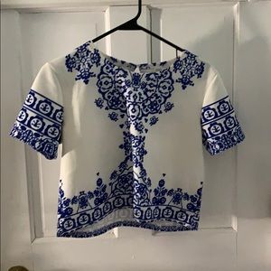 Cute white and blue set with small stain